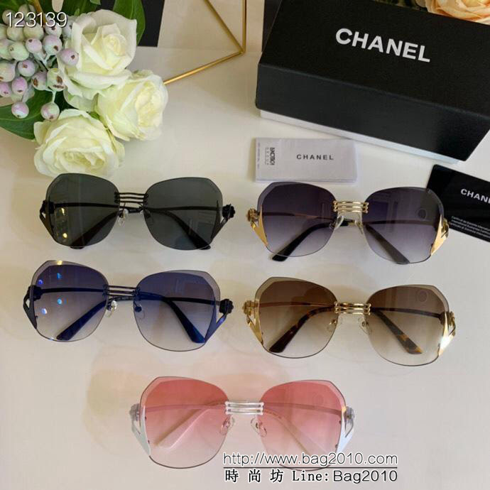CHANEL香奈兒 專櫃同步 2019新款 山茶花 8028 無框水晶切邊 女款太陽鏡  lly1407